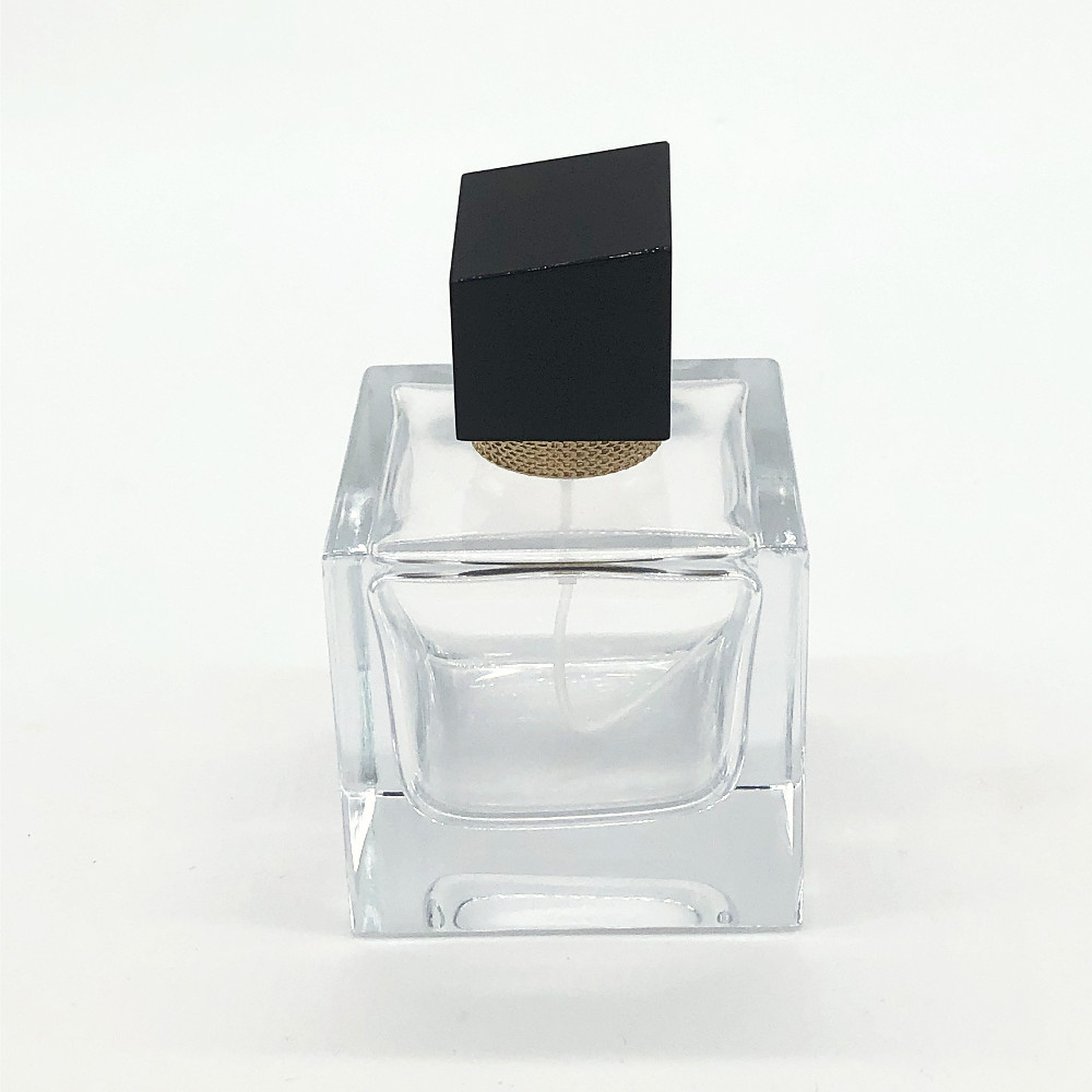 WZB056 100ml Square Perfume Glass bottle with Zamac cap