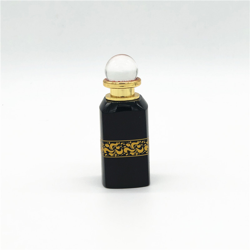 WZU061 Oud oil 10ml Crystal bottle with Glass sticker